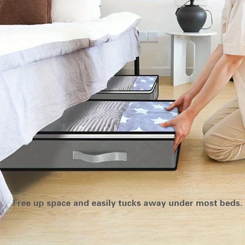 Dustproof under-bed storage box with reinforced handles