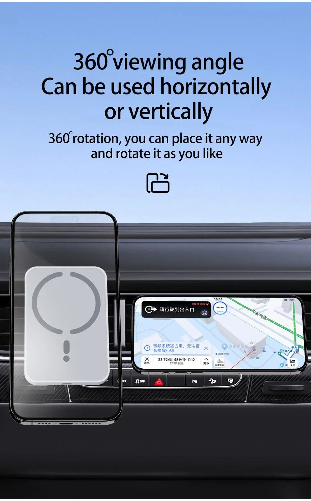 Magnetic Wireless Car Charger Outlet Phone Holder for iPhone