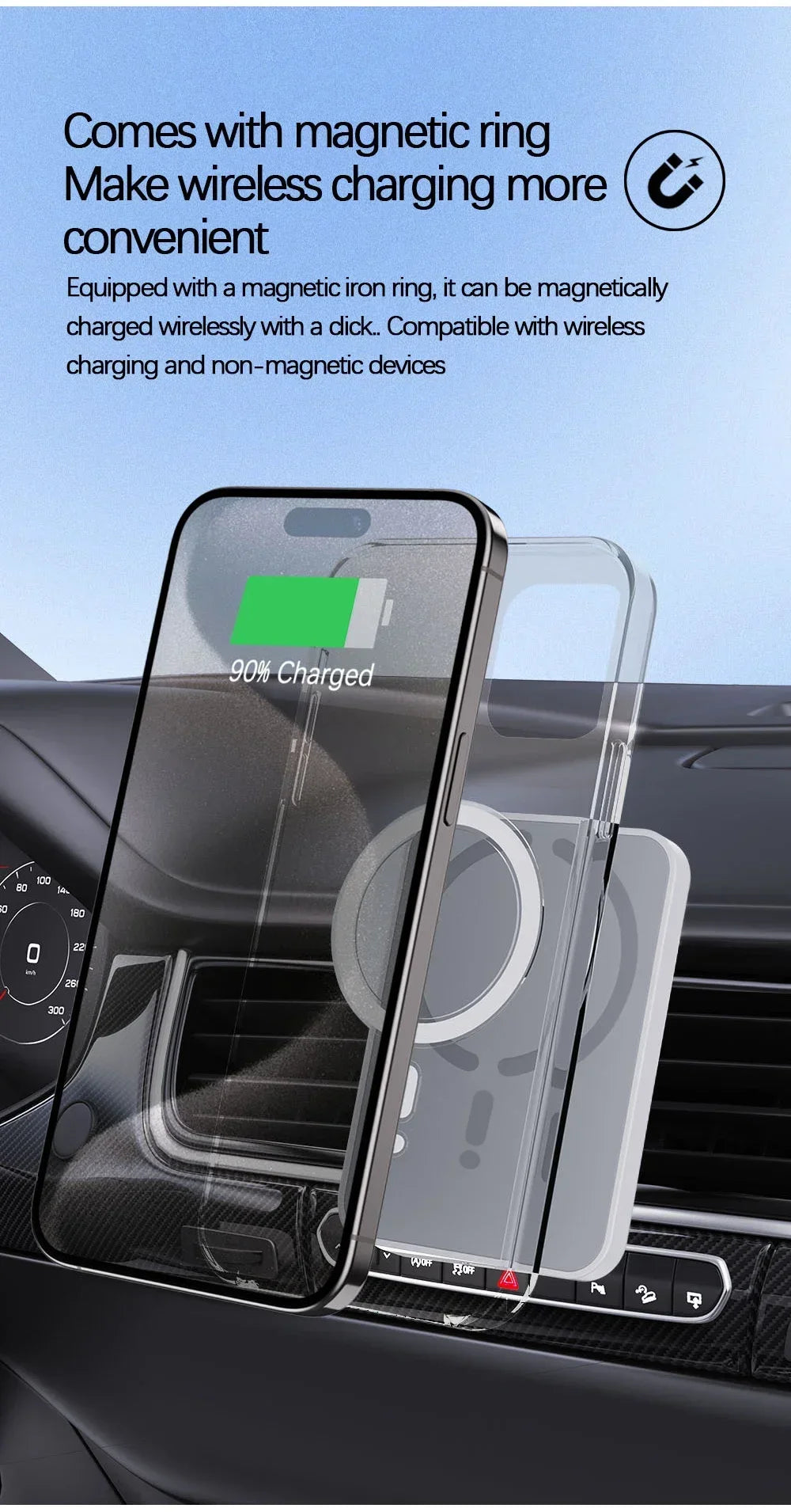 Magnetic Wireless Car Charger Outlet Phone Holder for iPhone