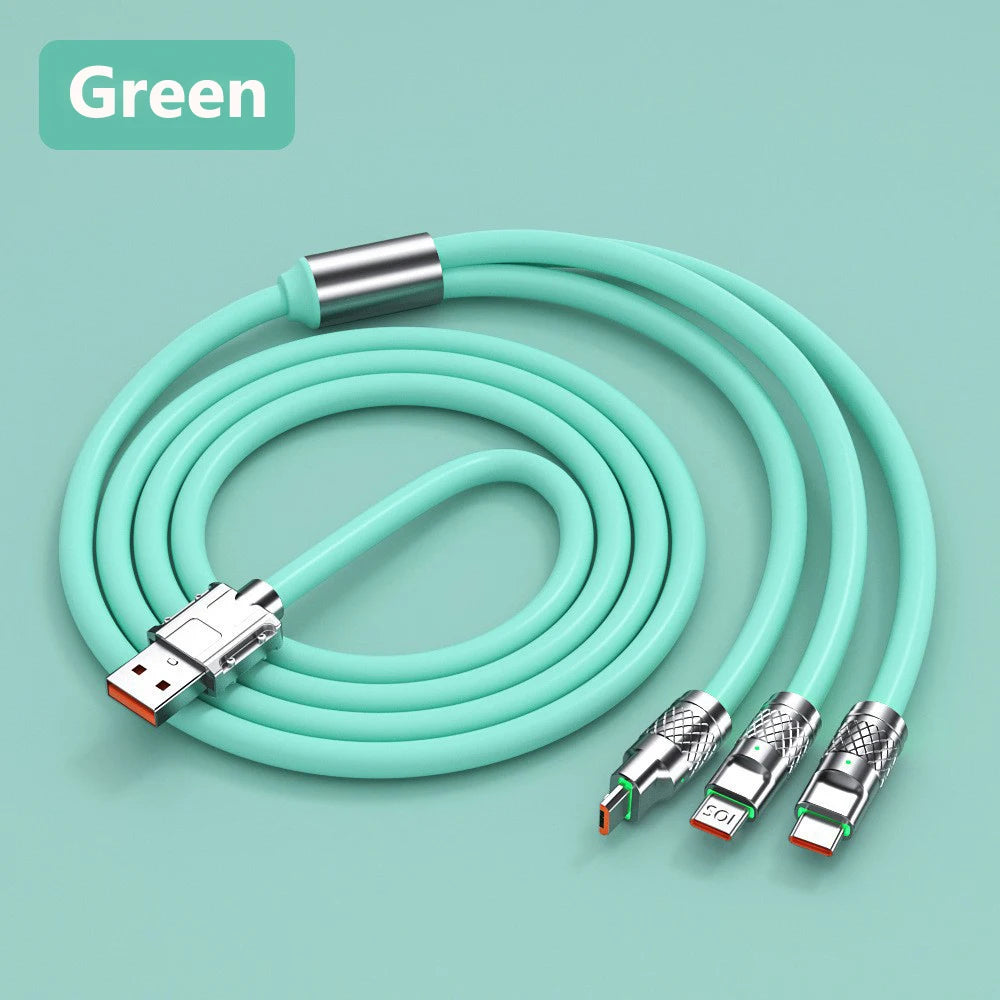 120W 6A 3 In 1 Fast Charging Cable