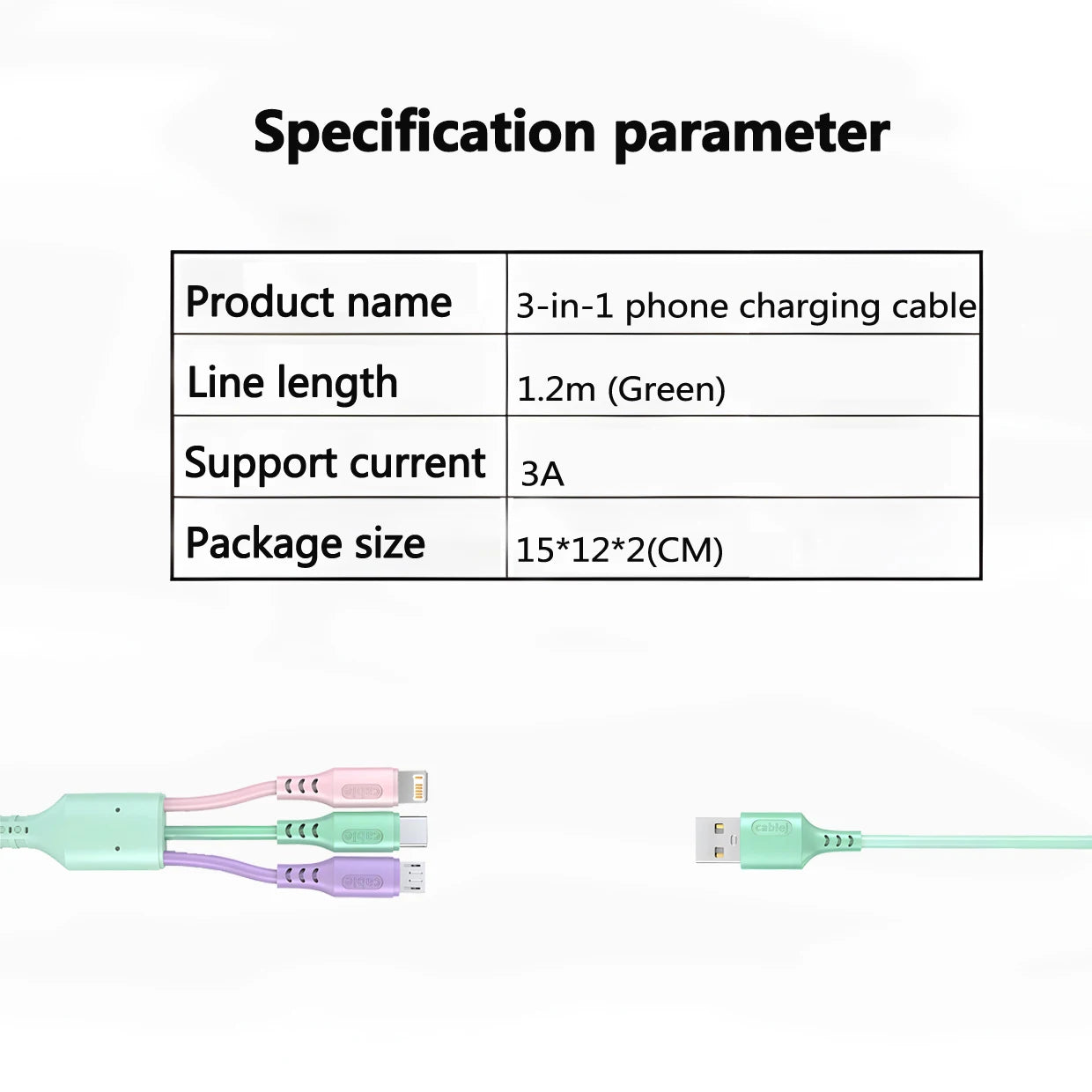 3 In 1 Super Fast Charging Cable For iPhone