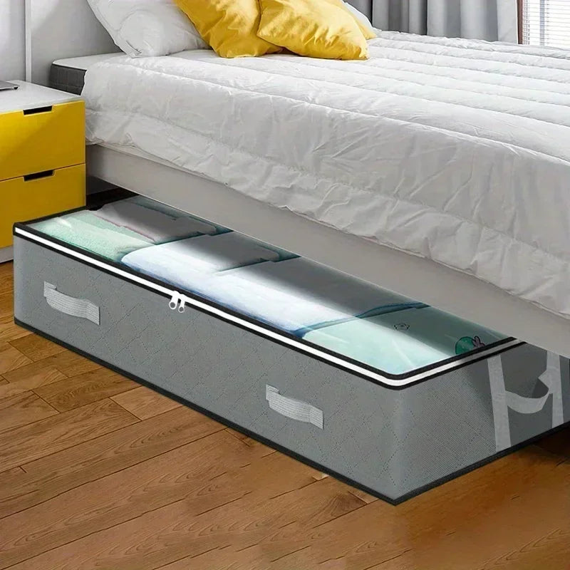 Dustproof under-bed storage box with reinforced handles