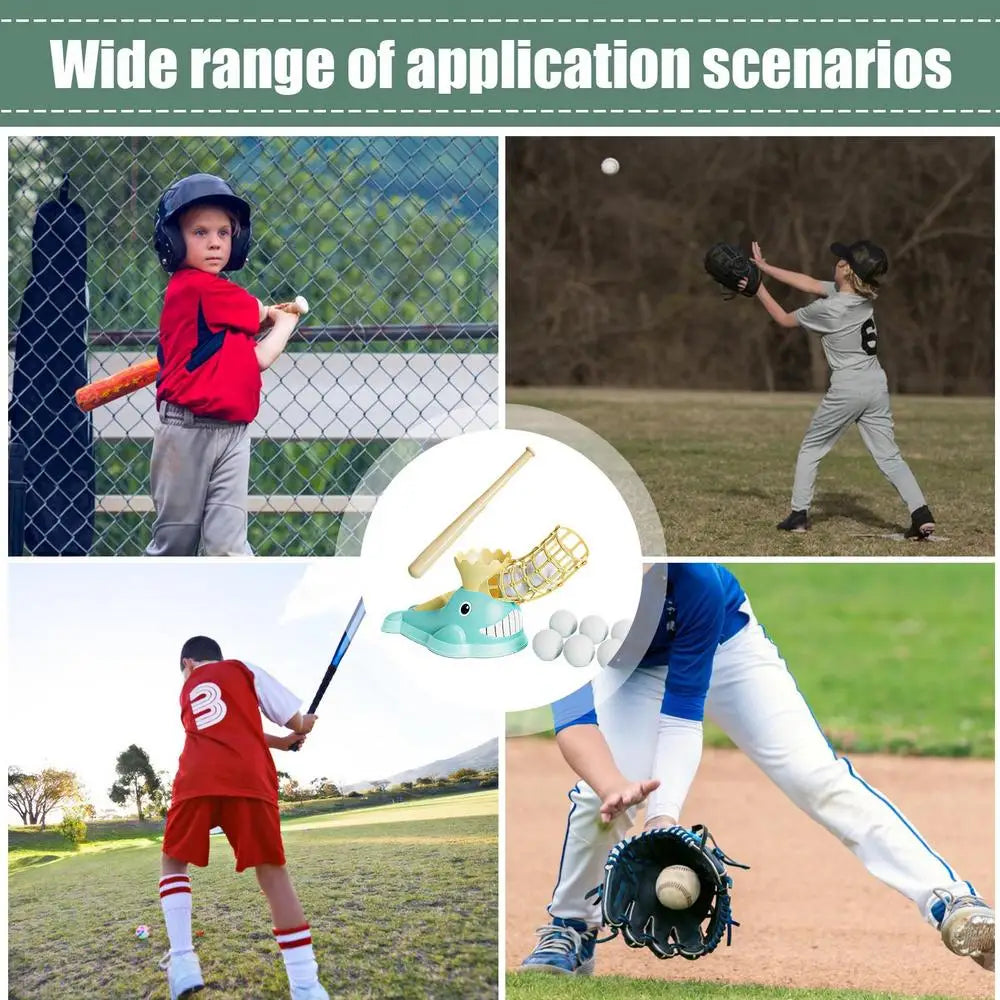 Baseball pitching machine with bat and 6 baseballs for children Adjustable Backyard Outdoor Sports Toy Training Equipment