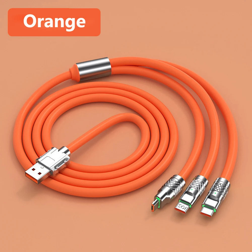 120W 6A 3 In 1 Fast Charging Cable