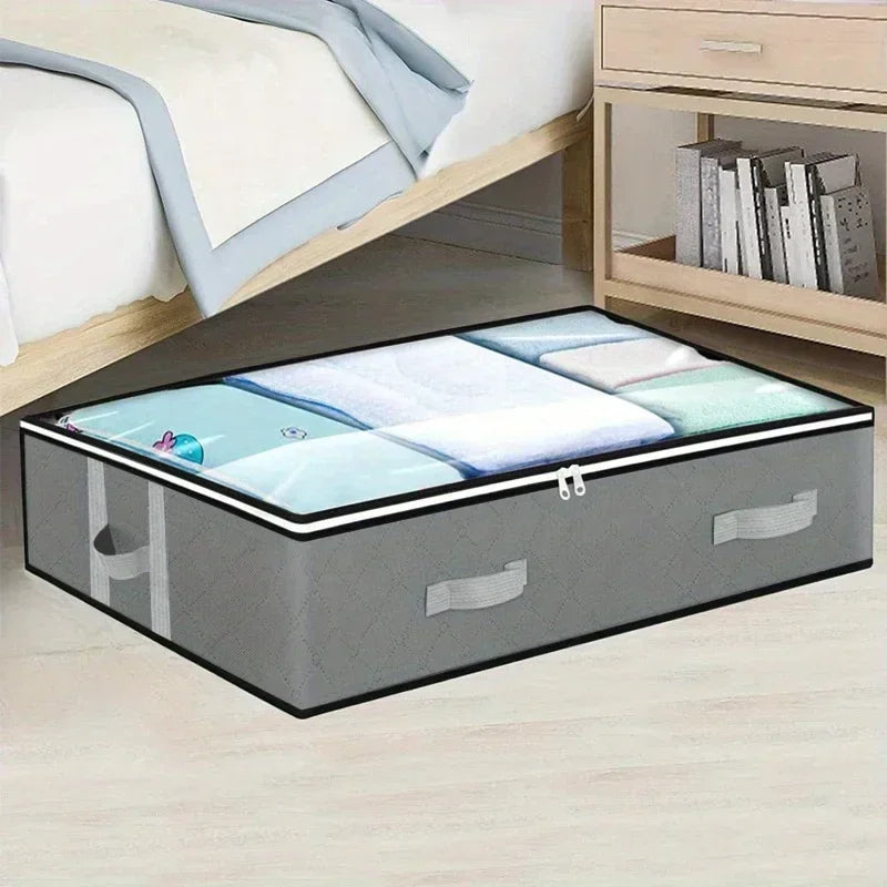 Dustproof under-bed storage box with reinforced handles