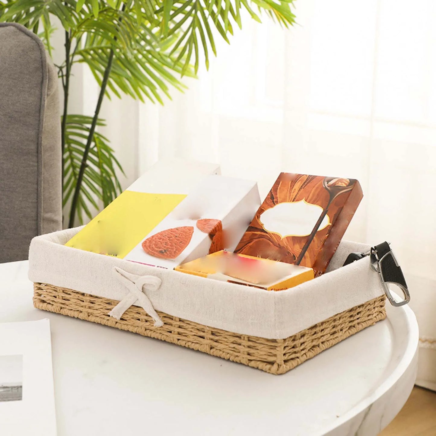 HandWoven Storage Basket Rectangular Desktop Storage Organizer Bins