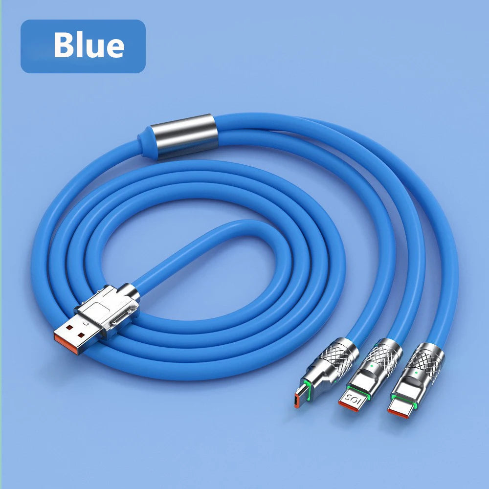 120W 6A 3 In 1 Fast Charging Cable