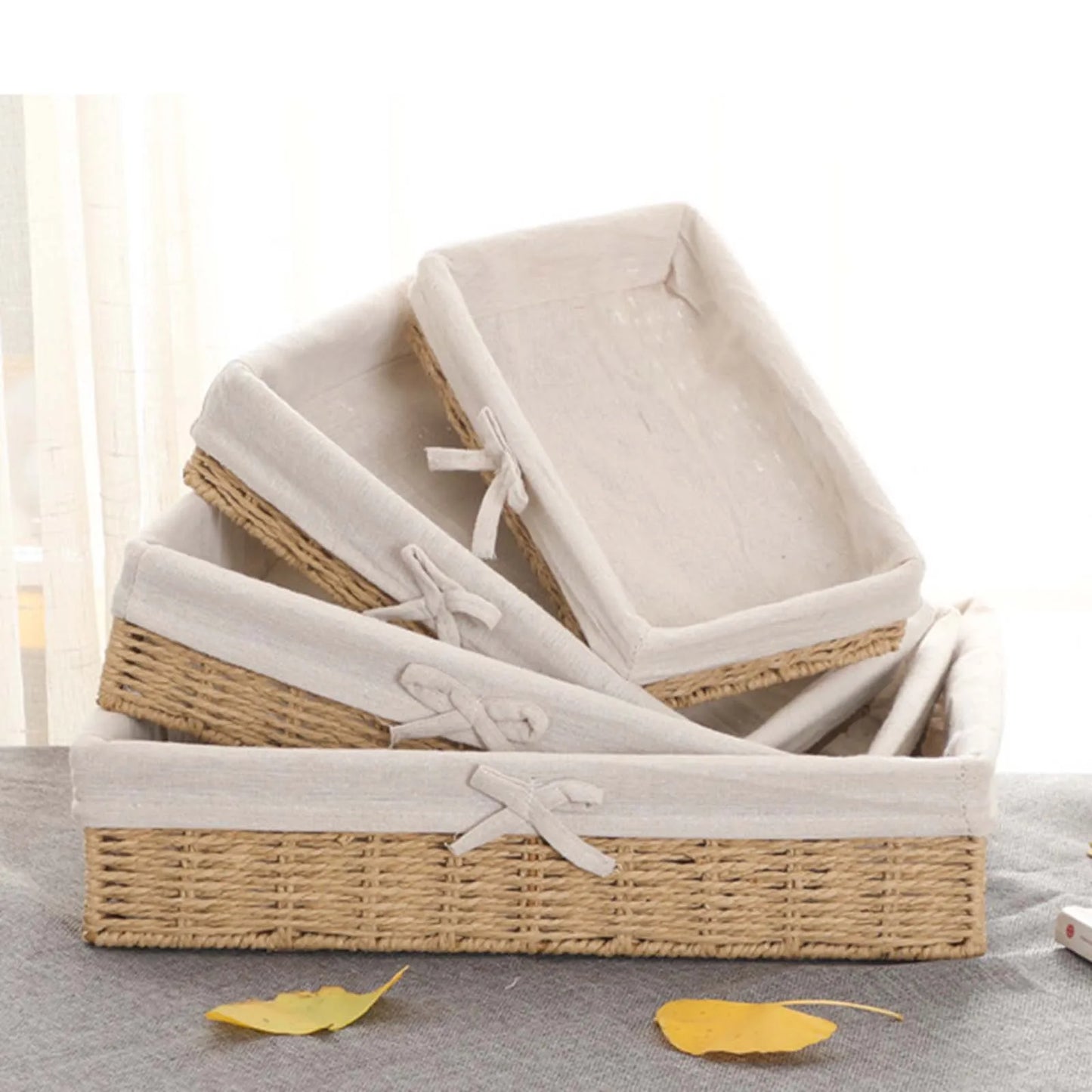 HandWoven Storage Basket Rectangular Desktop Storage Organizer Bins