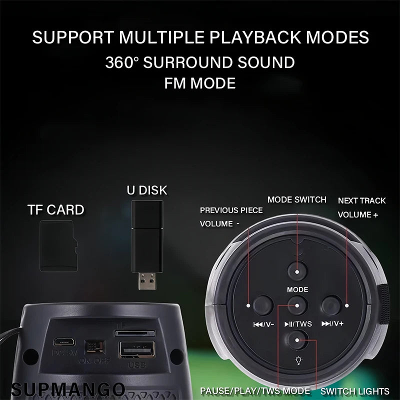 Wireless Bluetooth Speaker With LED Light
