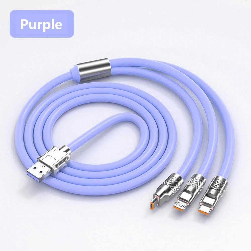 120W 6A 3 In 1 Fast Charging Cable