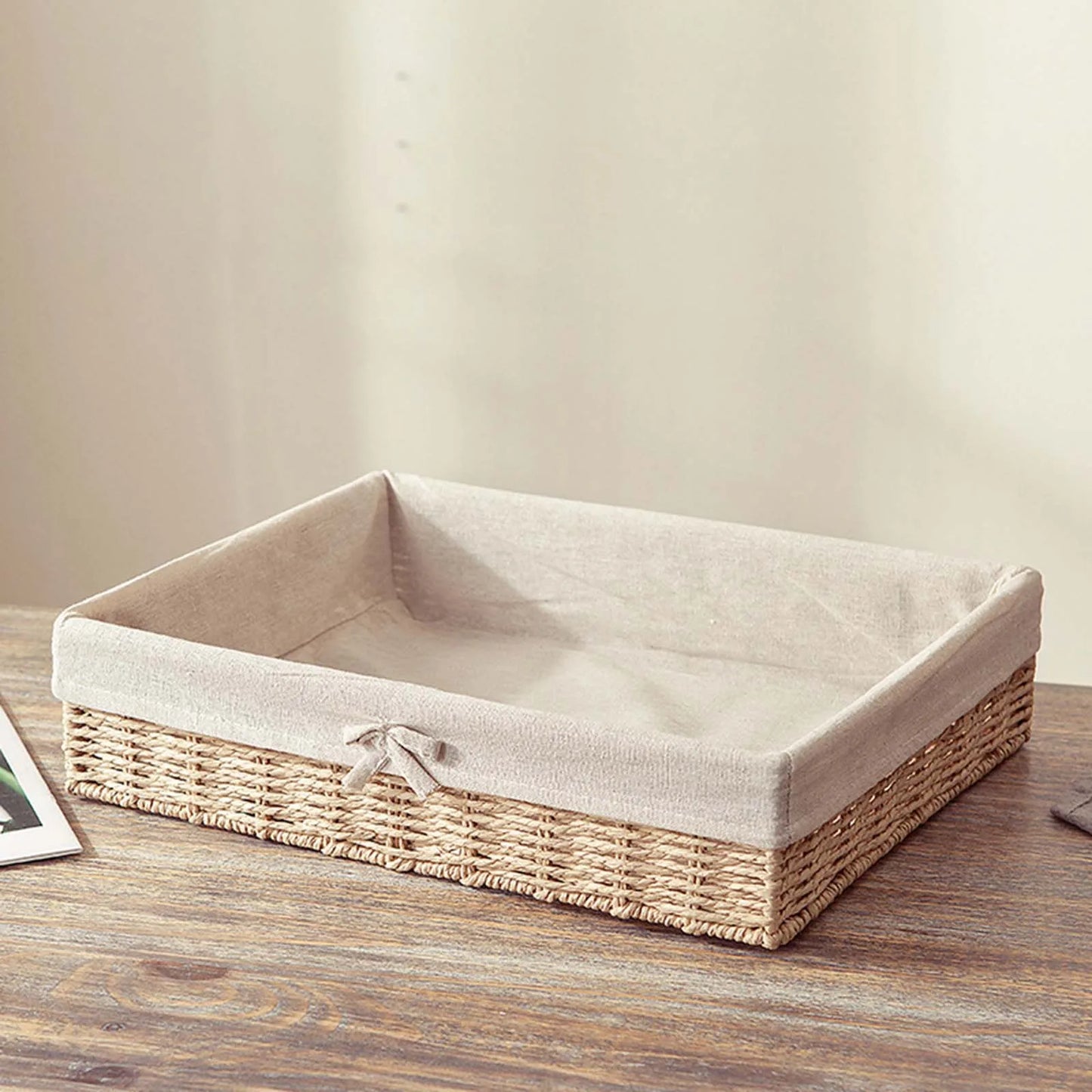 HandWoven Storage Basket Rectangular Desktop Storage Organizer Bins