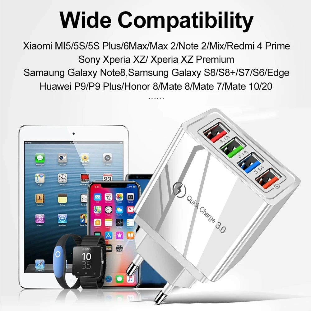 USB Charger Multi Port 4 USB Quick Charge 3.0 For Phone