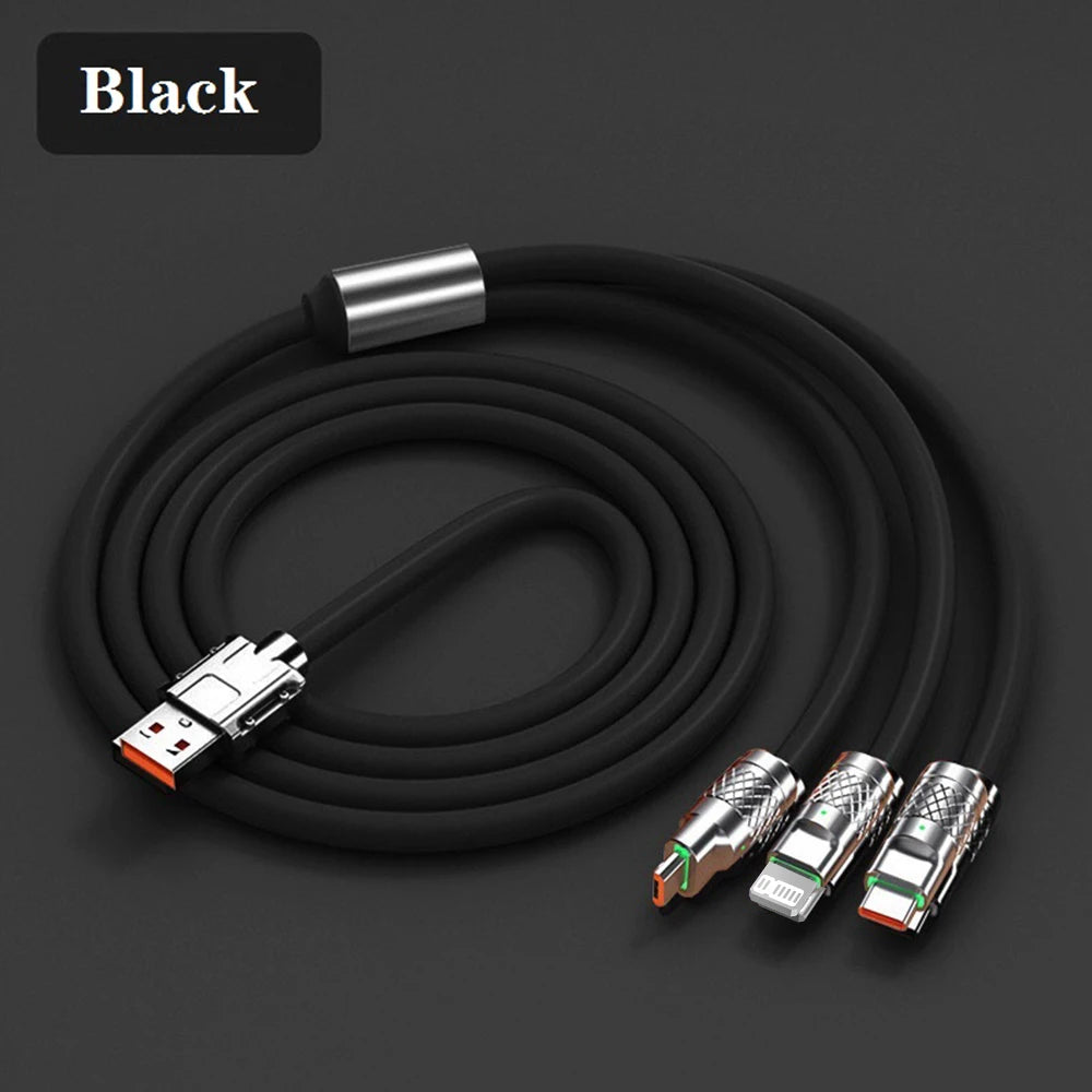120W 6A 3 In 1 Fast Charging Cable