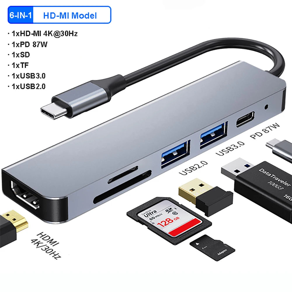 USB C HUB 4K 30Hz Type C to HDMI-compatible