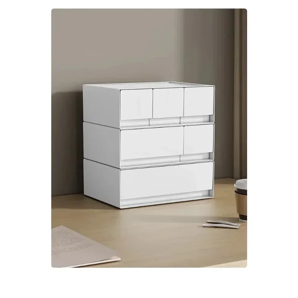 Stackable White Storage Drawer Desktop Storages