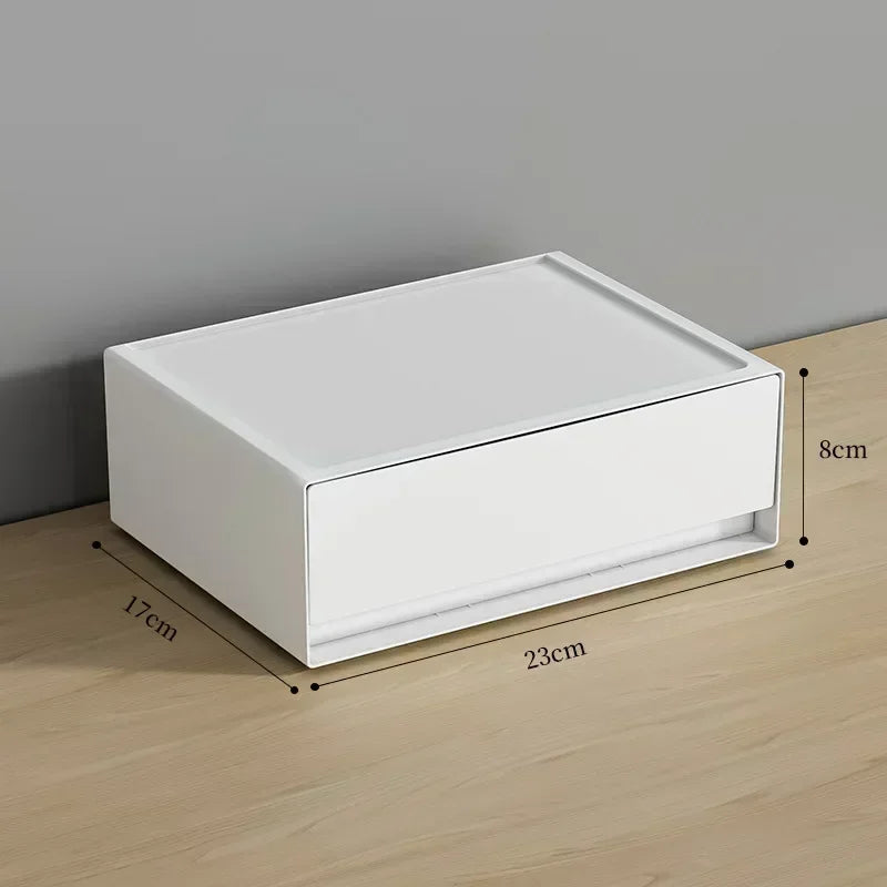 Stackable White Storage Drawer Desktop Storages