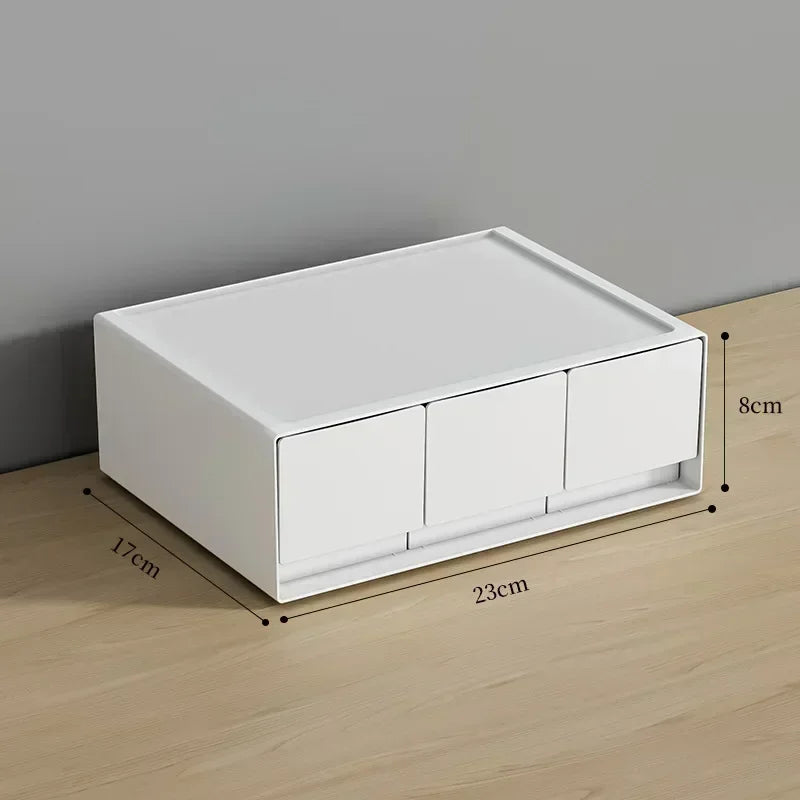 Stackable White Storage Drawer Desktop Storages