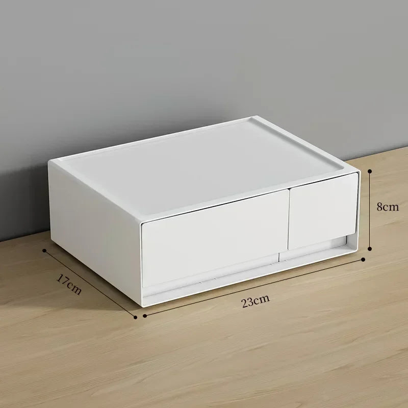 Stackable White Storage Drawer Desktop Storages