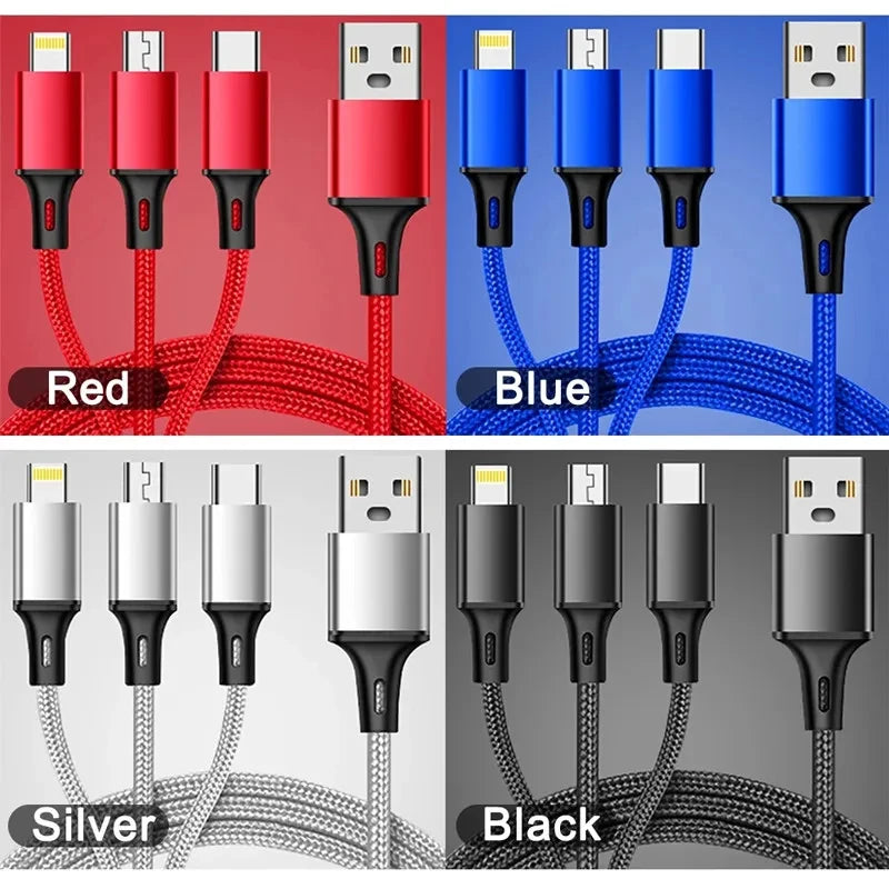 3 in 1 Charging Cable Multiple Usb Charging Cord