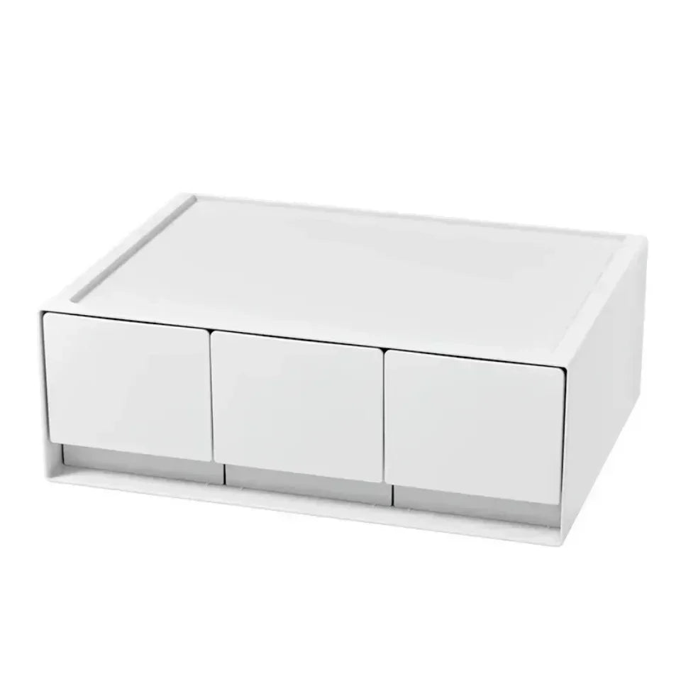 Stackable White Storage Drawer Desktop Storages