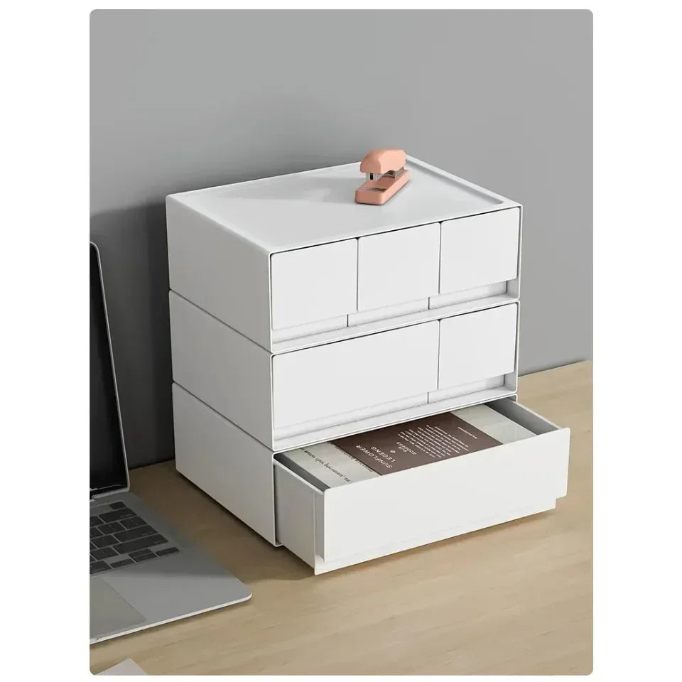 Stackable White Storage Drawer Desktop Storages