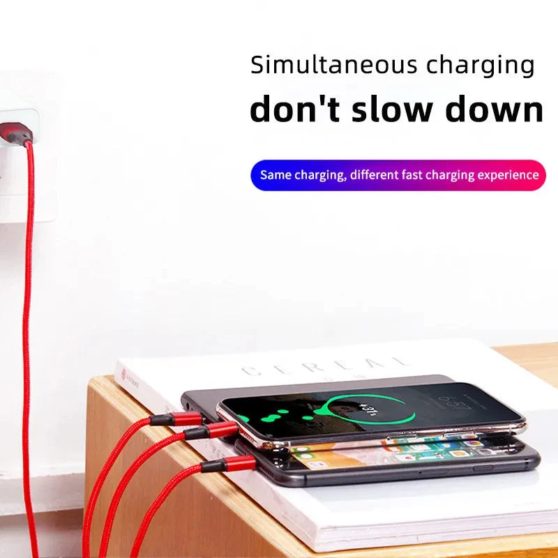 3 in 1 Charging Cable Multiple Usb Charging Cord