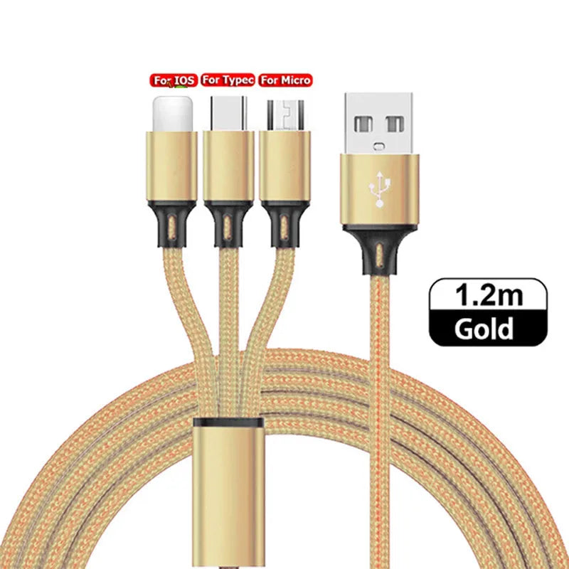 3 in 1 Charging Cable Multiple Usb Charging Cord