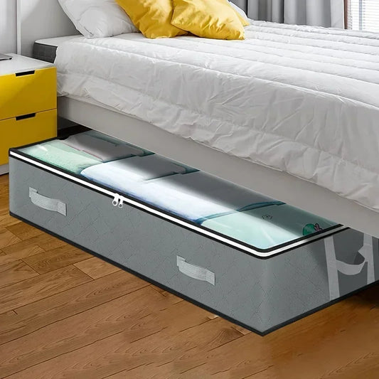 Dustproof under-bed storage box with reinforced handles